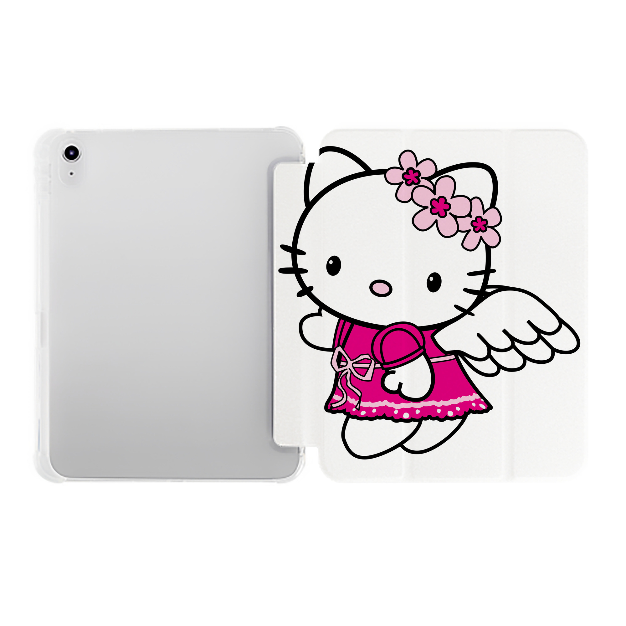 （画像用） Hello Kitty ハローキティ IPad ケース ペン収納付き 三つ折りスタンド PUレザー×シリコン 対応機種9.5/10.5/10.9インチ
